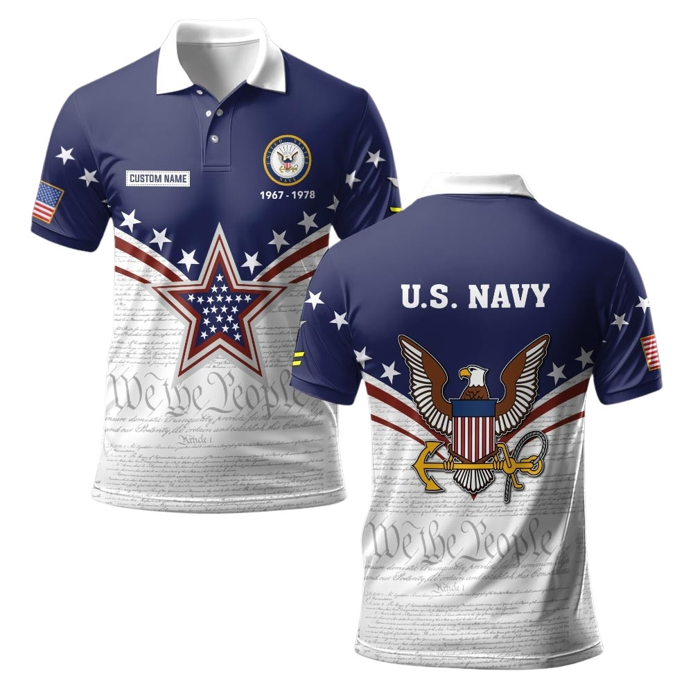 Premium Custom US Navy Polo Shirt VPVC219400, Gifts For Navy Veteran, Gifts For Veterans Day