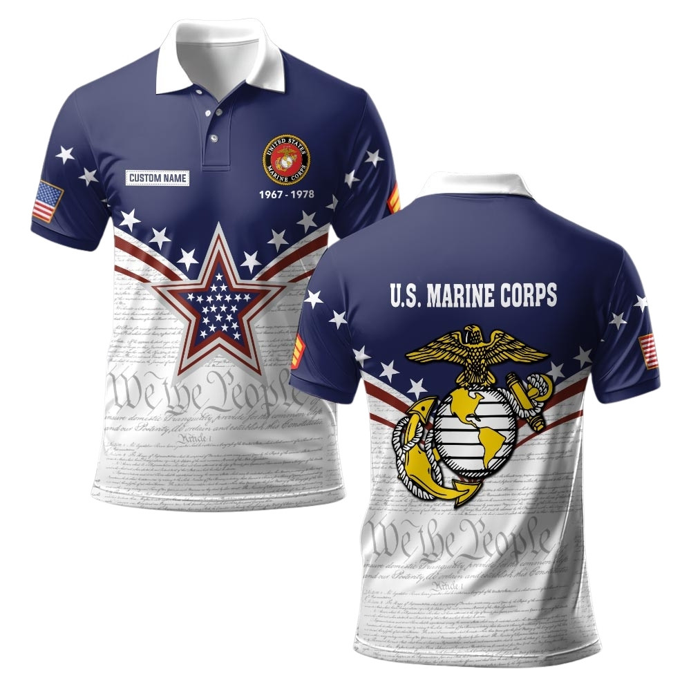 Premium Custom USMC Polo Shirt VPVC219401, Gifts For Marine Veteran, Gifts For Veterans Day