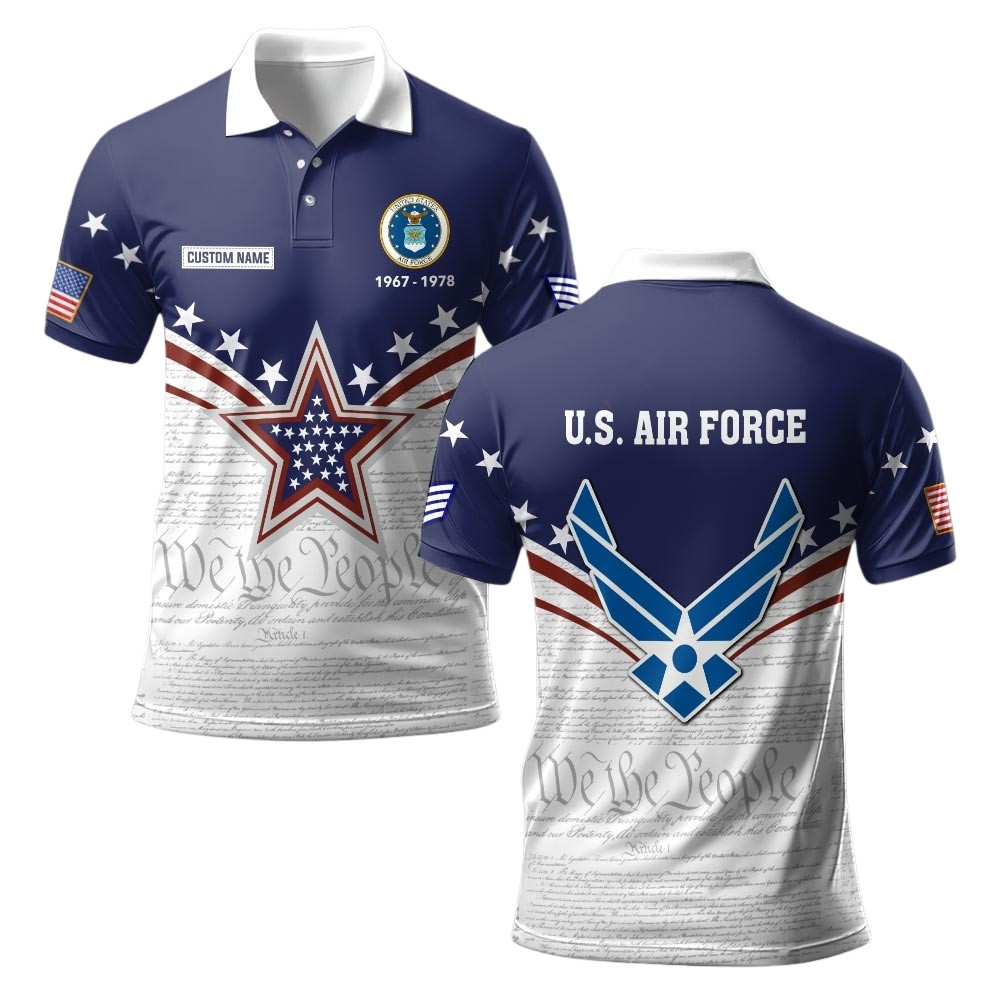 Premium Custom USAF Polo Shirt VPVC219402, Gifts For Air Force Veteran, Gifts For Veterans Day