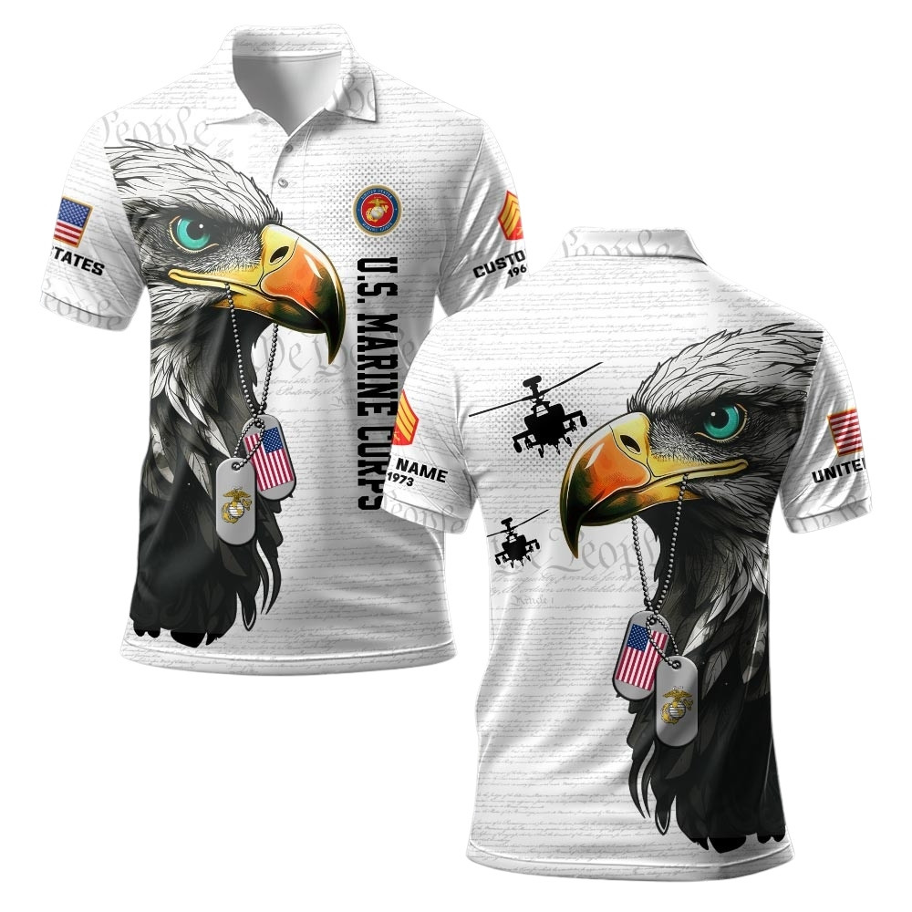 Premium Custom USMC Polo Shirt VPVC219406, Gifts For Marine Veteran, Gifts For Veterans Day