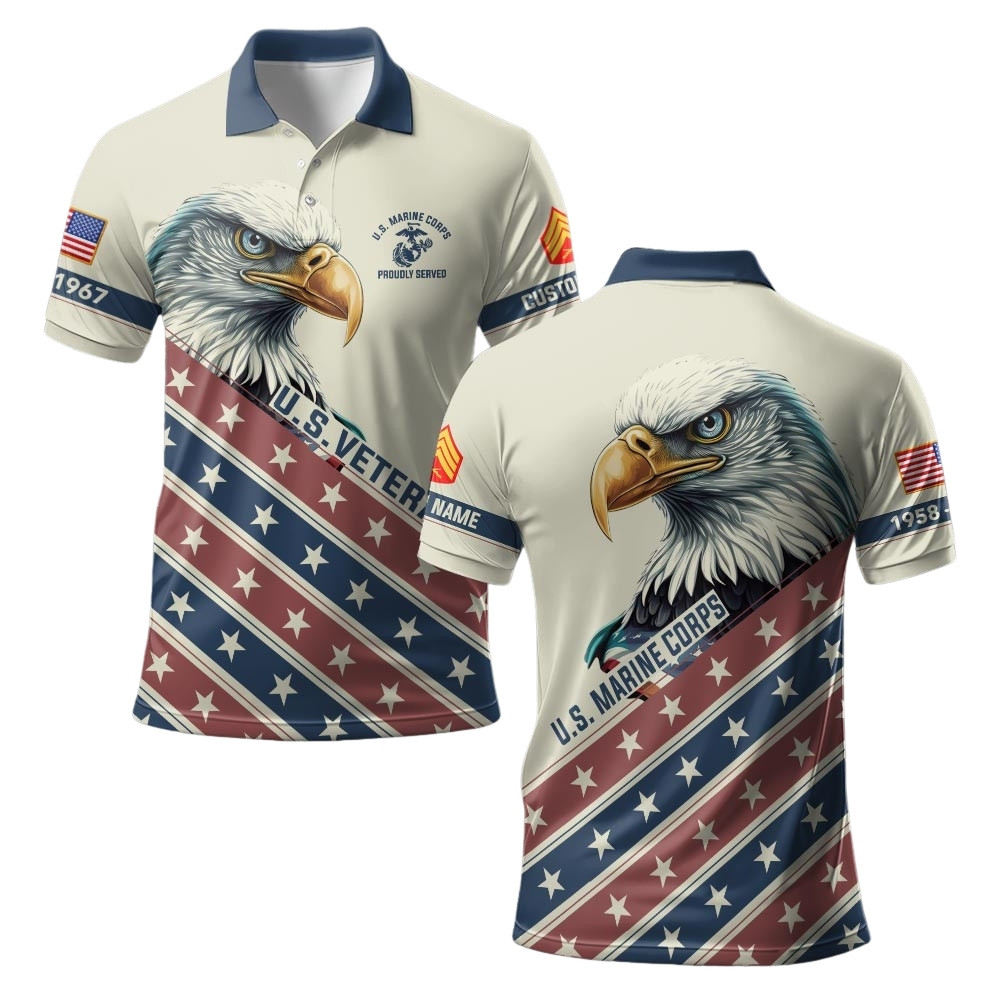 Premium Custom USMC Polo Shirt VPVC219411, Gifts For Marine Veteran, Gifts For Veterans Day