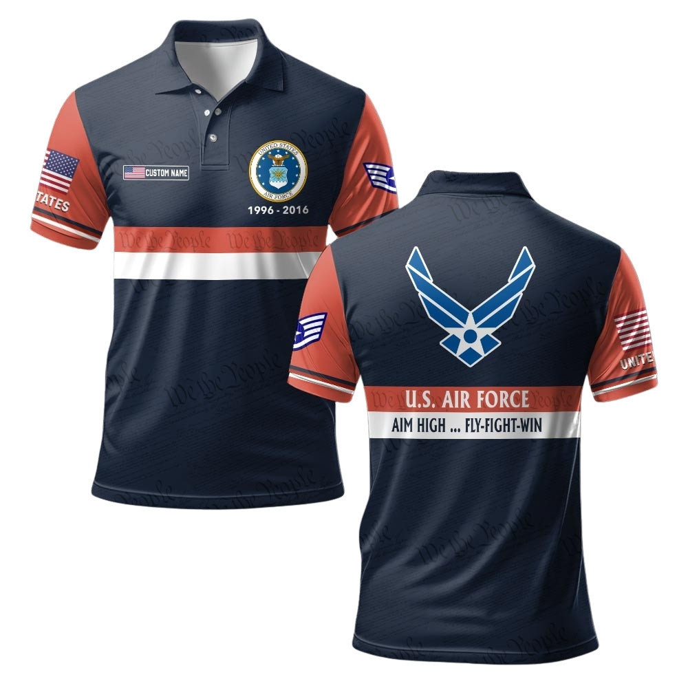 Premium Custom USAF Polo Shirt VPVC219424, Gifts For Air Force Veteran, Gifts For Veterans Day