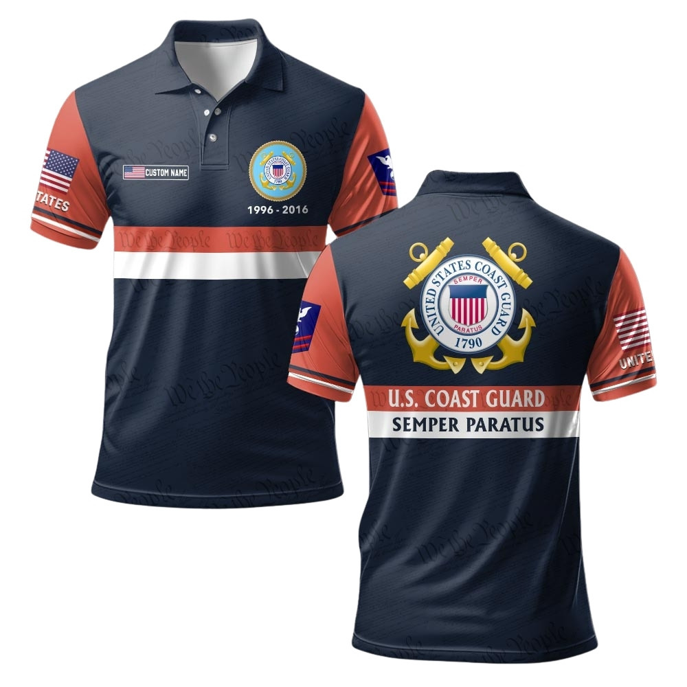 Premium Custom USCG Polo Shirt VPVC219425, Gifts For Coast Guard Veteran, Gifts For Veterans Day