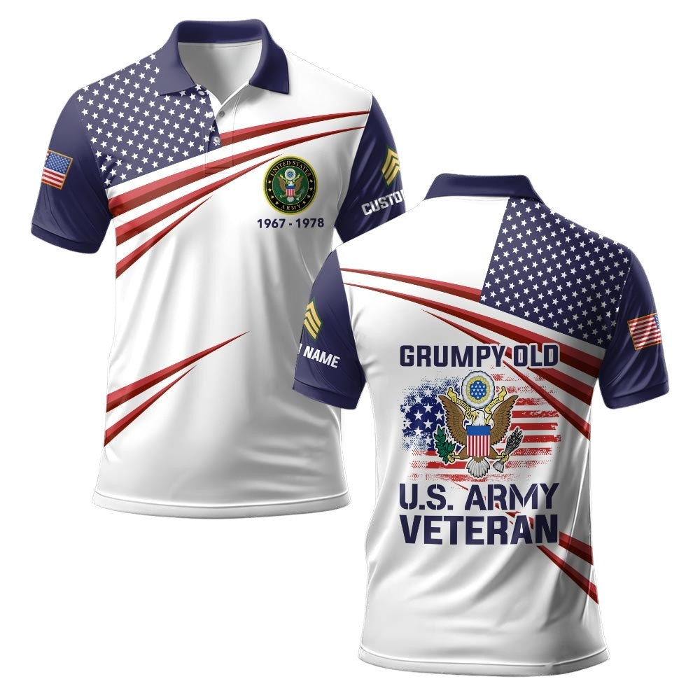 Premium Grumpy Old Veteran Custom US Army Polo Shirt VPVC219436, Gifts For Army Veteran, Gifts For Veterans Day
