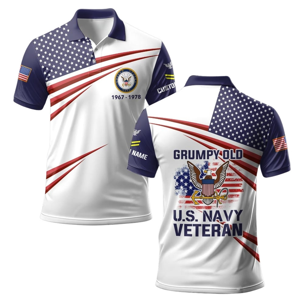 Premium Grumpy Old Veteran Custom US Navy Polo Shirt VPVC219437, Gifts For Navy Veteran, Gifts For Veterans Day