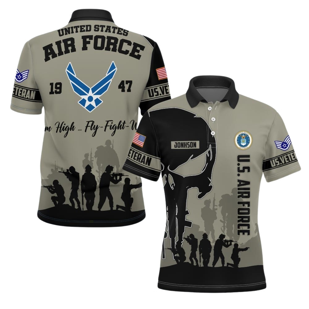 Premium Custom USAF Polo Shirt VPVC219444, Gifts For Air Force Veteran, Gifts For Veterans Day