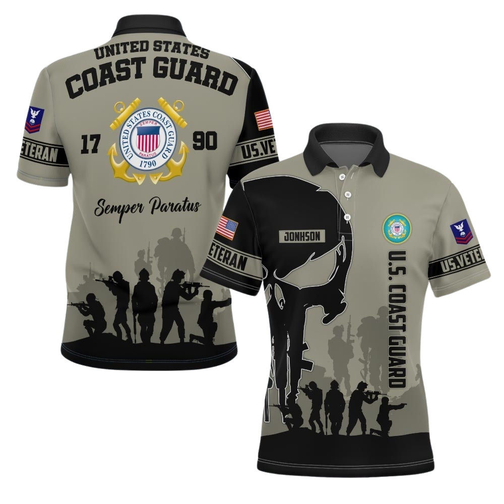 Premium Custom USCG Polo Shirt VPVC219445, Gifts For Coast Guard Veteran, Gifts For Veterans Day