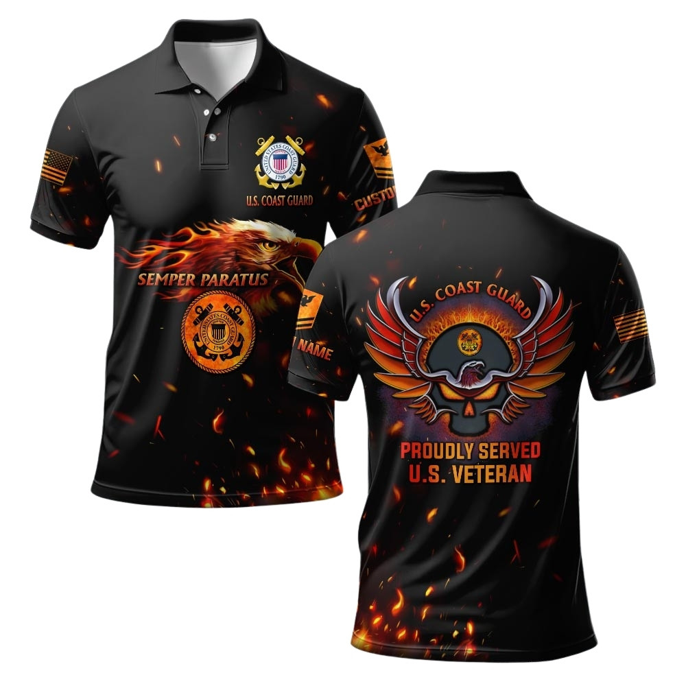 Premium Custom USCG Polo Shirt VPVC219450, Gifts For Coast Guard Veteran, Gifts For Veterans Day