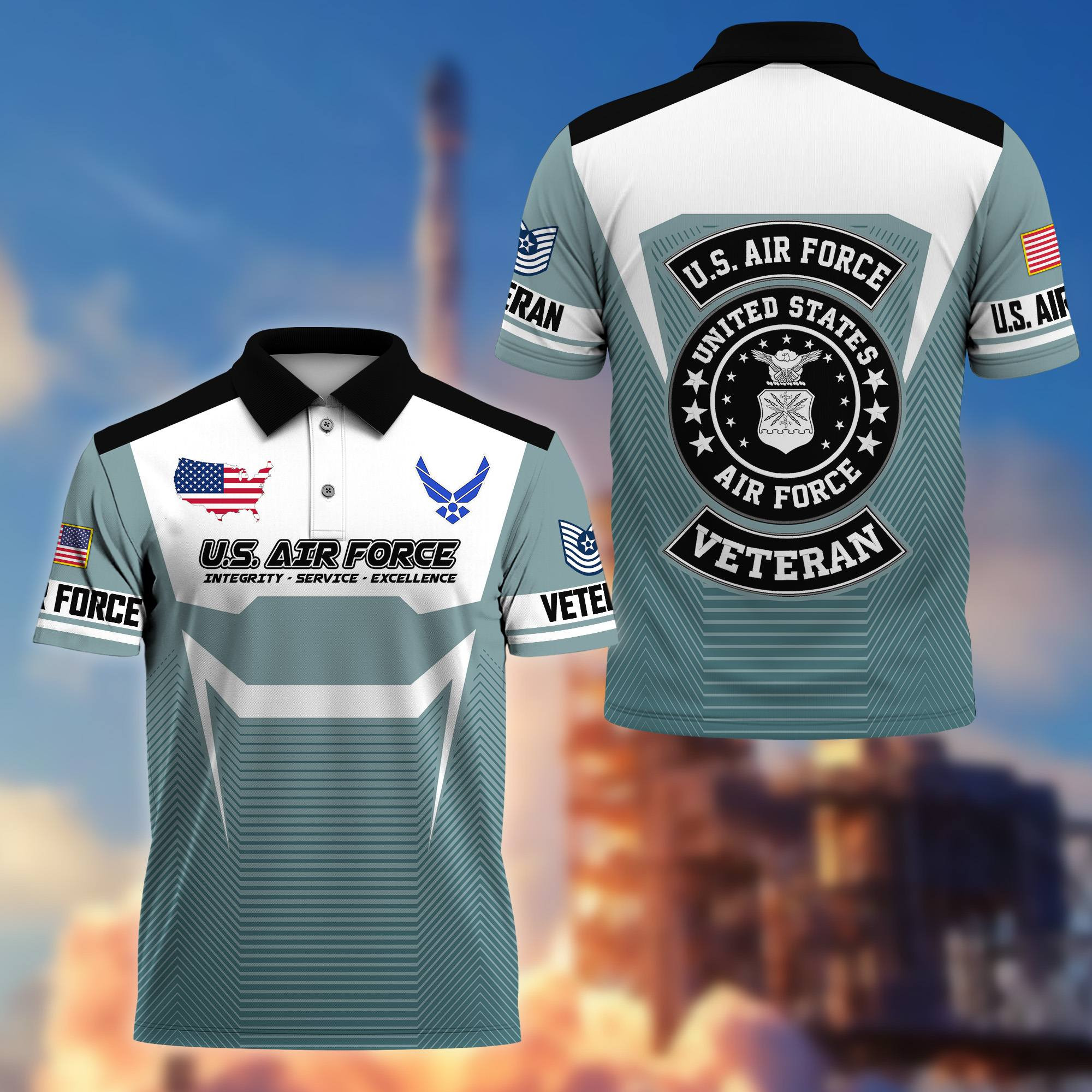 Premium Custom USAF Polo Shirt, Gifts For Air Force Veteran CPVC150410