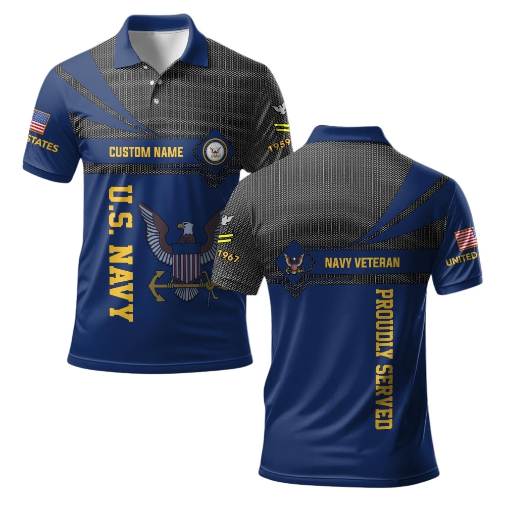 Premium Custom US Navy Polo Shirt VPVC219462, Gifts For Navy Veteran, Gifts For Veterans Day