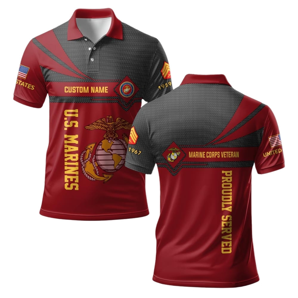 Premium Custom USMC Polo Shirt VPVC219463, Gifts For Marine Veteran, Gifts For Veterans Day