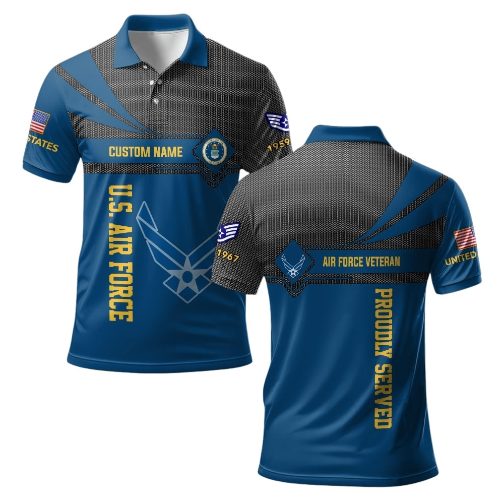 Premium Custom USAF Polo Shirt VPVC219464, Gifts For Air Force Veteran, Gifts For Veterans Day