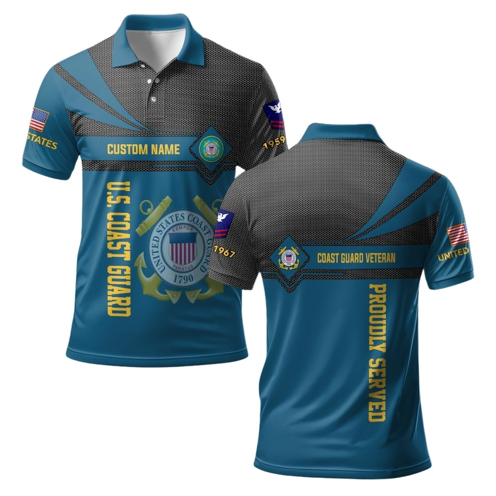 Premium Custom USCG Polo Shirt VPVC219465, Gifts For Coast Guard Veteran, Gifts For Veterans Day