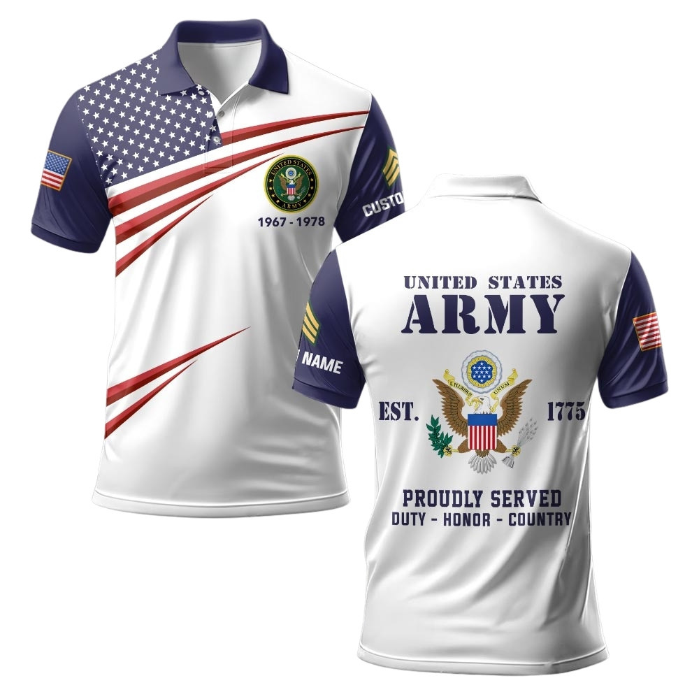 Premium Custom US Army Polo Shirt VPVC219466, Gifts For Army Veteran, Gifts For Veterans Day