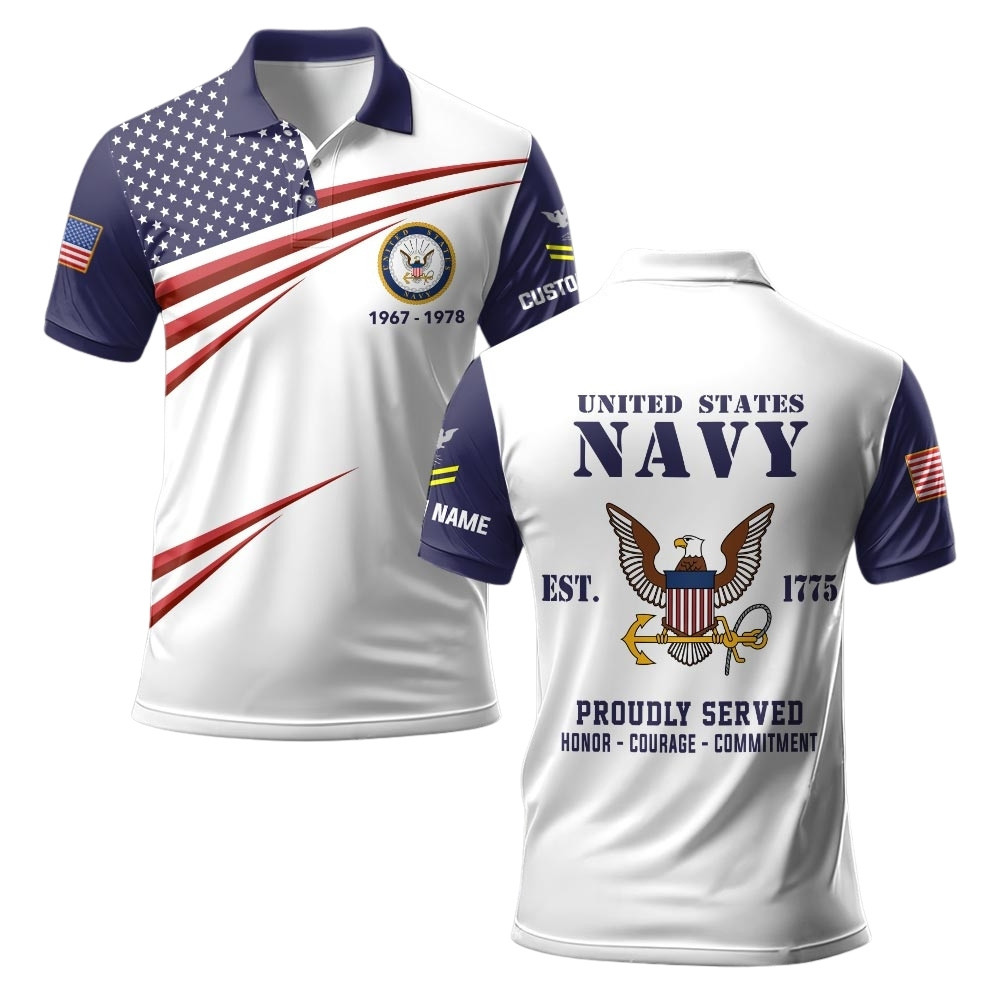 Premium Custom US Navy Polo Shirt VPVC219467, Gifts For Navy Veteran, Gifts For Veterans Day