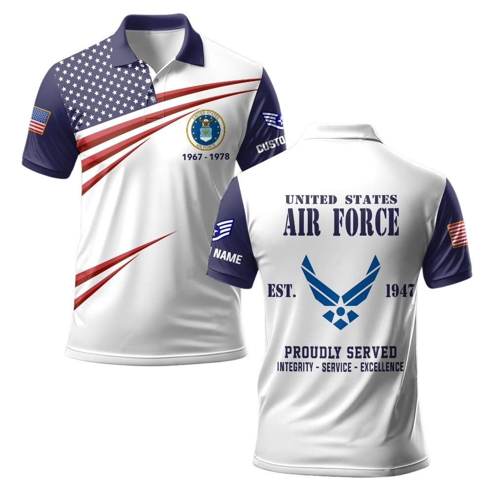 Premium Custom USAF Polo Shirt VPVC219469, Gifts For Air Force Veteran, Gifts For Veterans Day