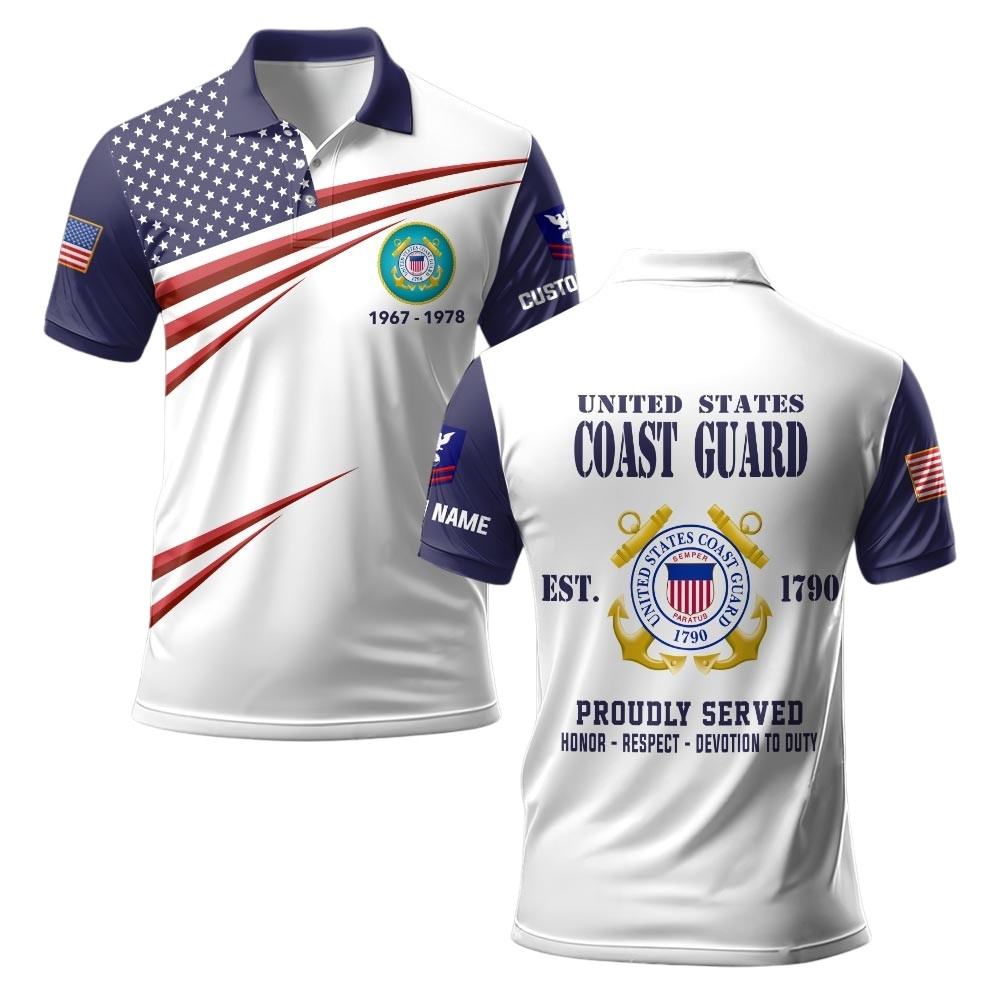Premium Custom USCG Polo Shirt VPVC219470, Gifts For Coast Guard Veteran, Gifts For Veterans Day