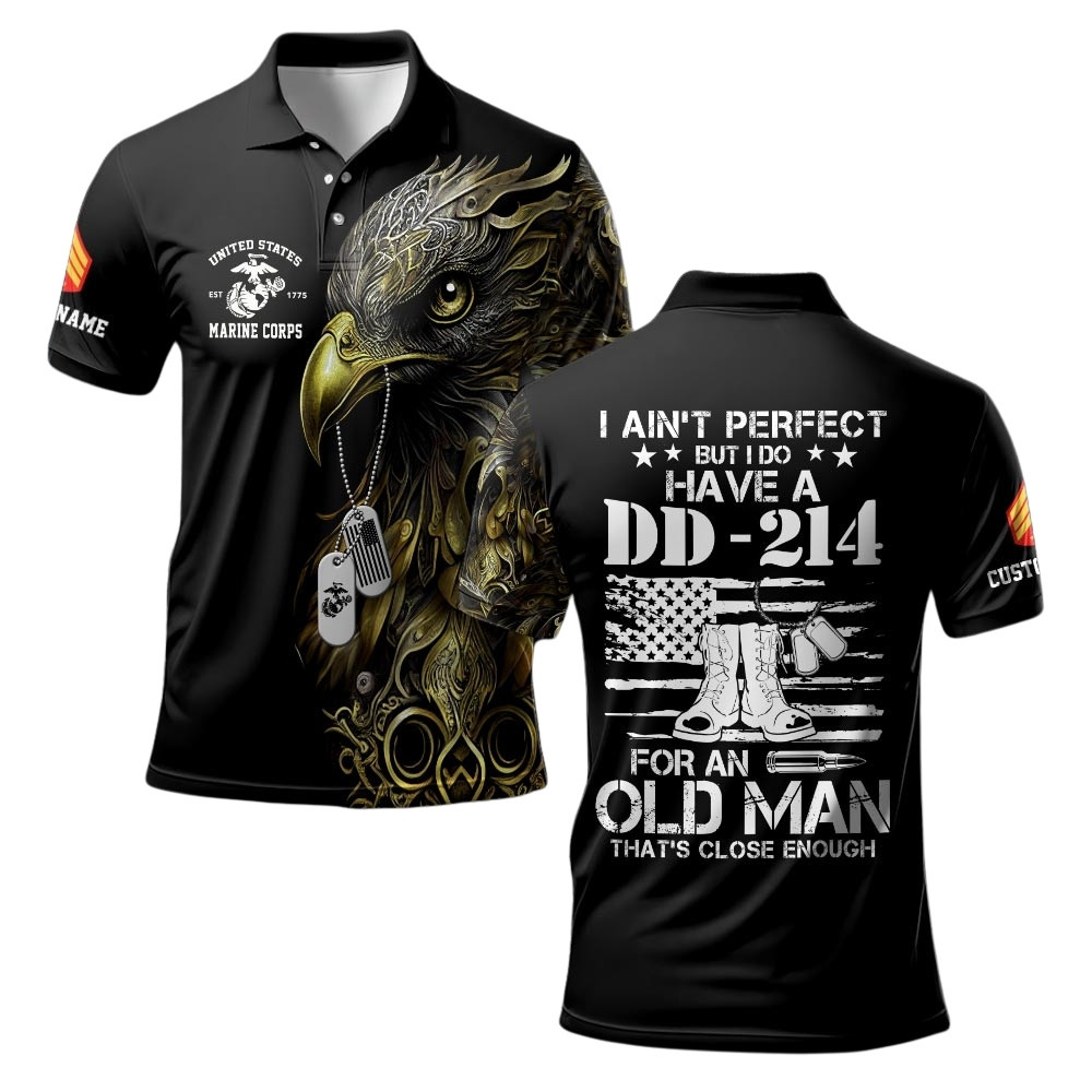 Premium Custom USMC Polo Shirt VPVC219483, Gifts For Marine Veteran, Gifts For Veterans Day
