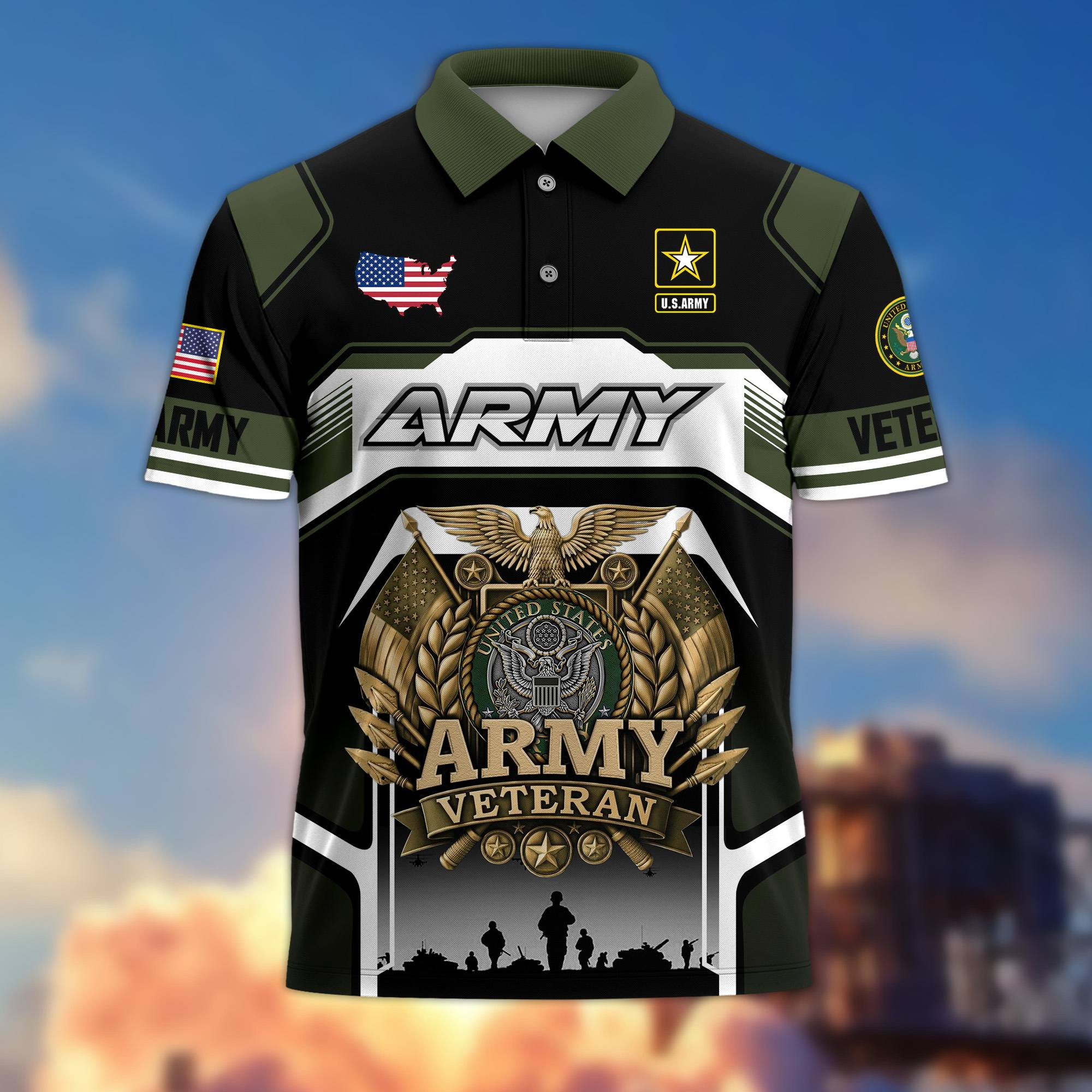 Premium US Veterans Polo Shirt CPHN070412, Gifts For US Veterans, Gifts On Father’s Day, Veterans Day