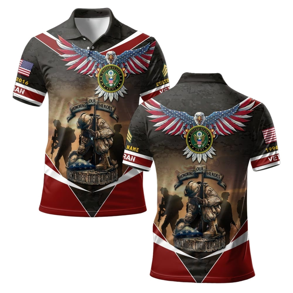 Premium Custom US Army Polo Shirt VPVC219486, Gifts For Army Veteran, Gifts For Veterans Day