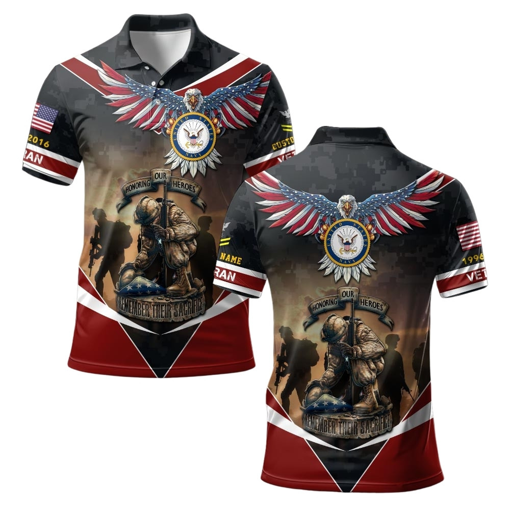 Premium Custom US Navy Polo Shirt VPVC219487, Gifts For Navy Veteran, Gifts For Veterans Day