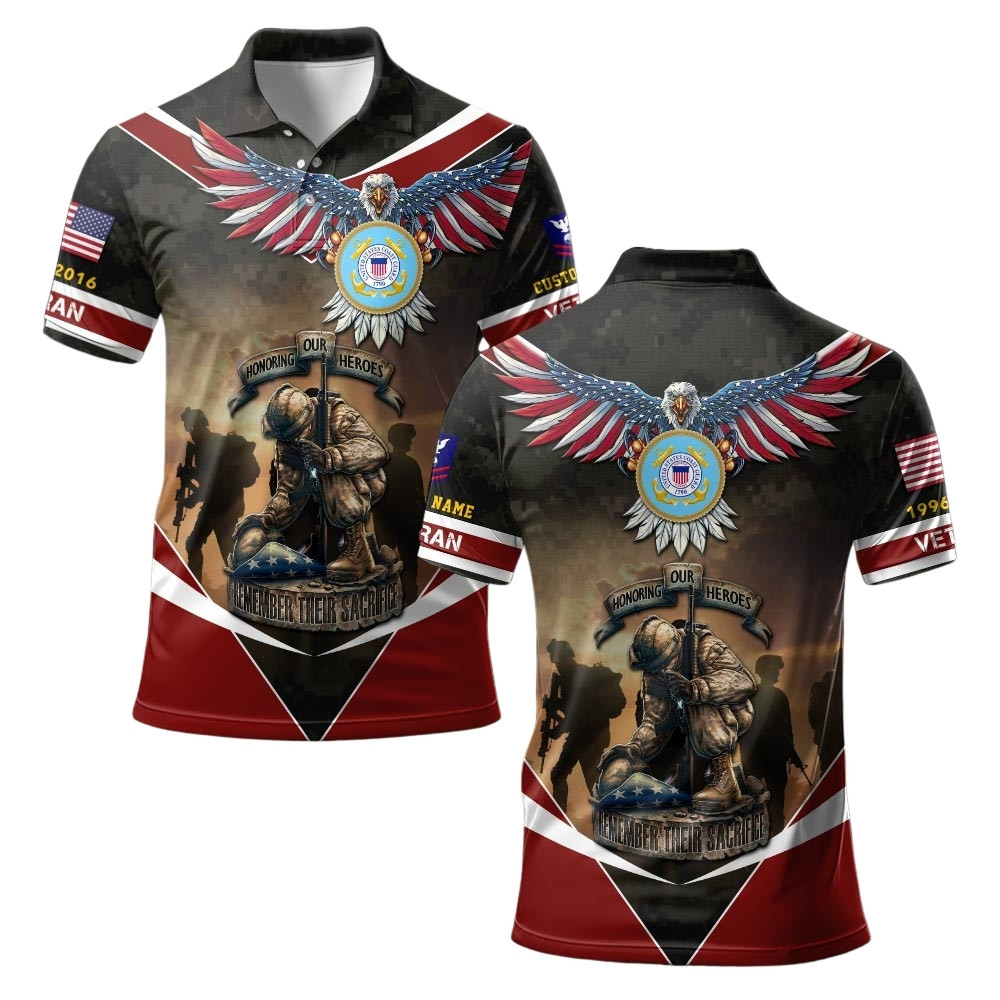 Premium Custom USCG Polo Shirt VPVC219490, Gifts For Coast Guard Veteran, Gifts For Veterans Day
