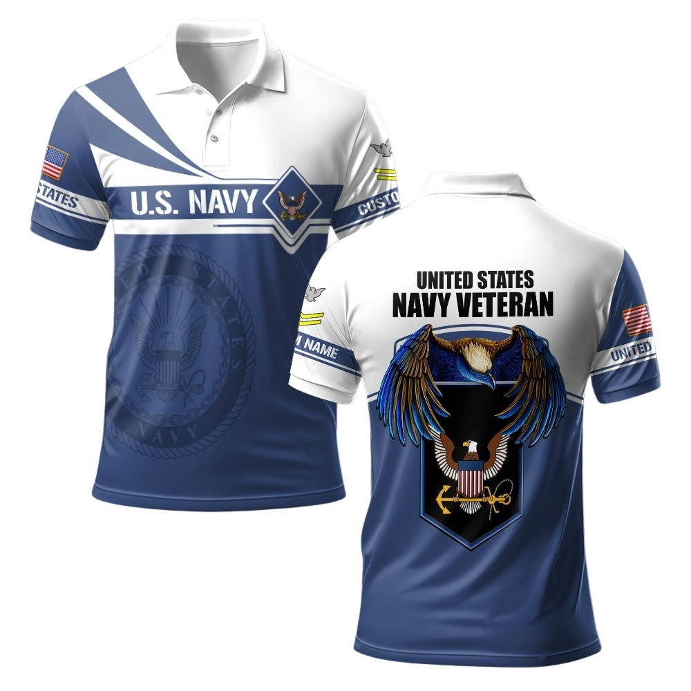 Premium Custom US Navy Polo Shirt VPVC219497, Gifts For Navy Veteran, Gifts For Veterans Day