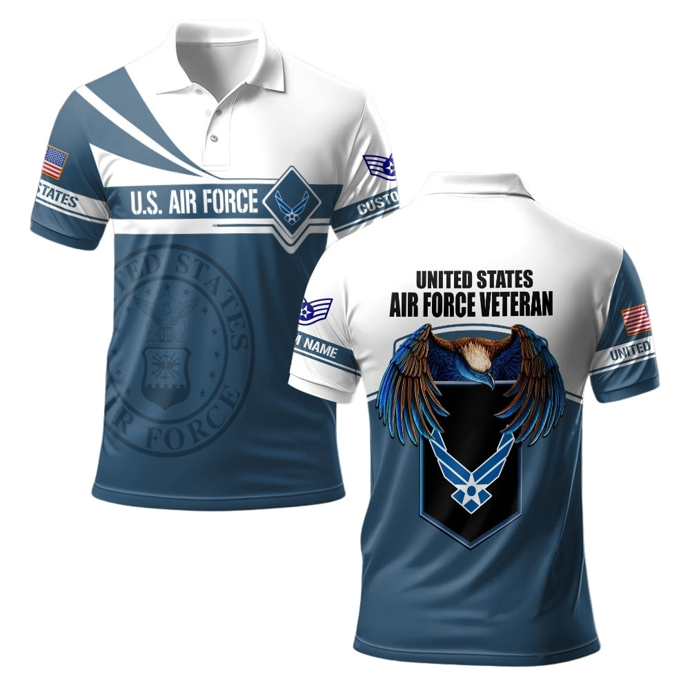 Premium Custom USAF Polo Shirt VPVC219499, Gifts For Air Force Veteran, Gifts For Veterans Day