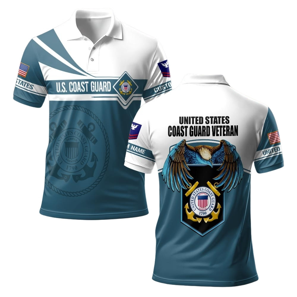 Premium Custom USCG Polo Shirt VPVC219500, Gifts For Coast Guard Veteran, Gifts For Veterans Day