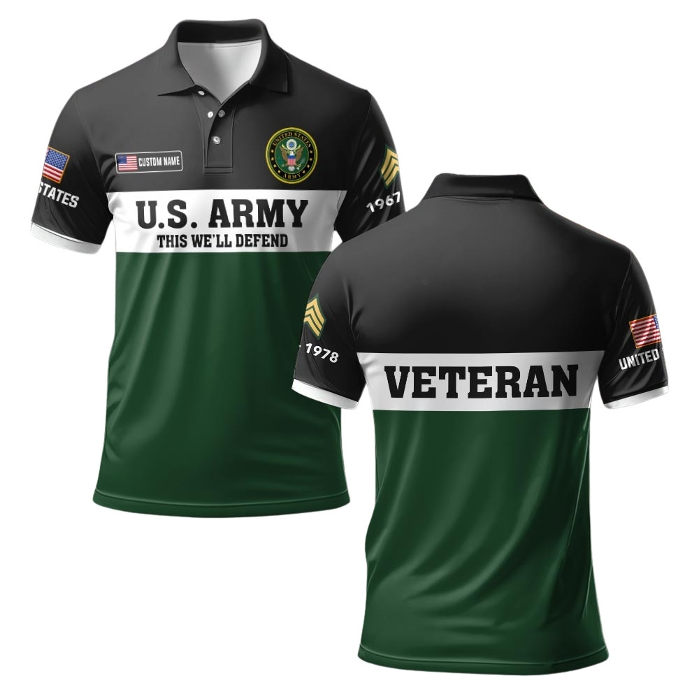 Premium Custom US Army Polo Shirt VPVC219501, Gifts For Army Veteran, Gifts For Veterans Day