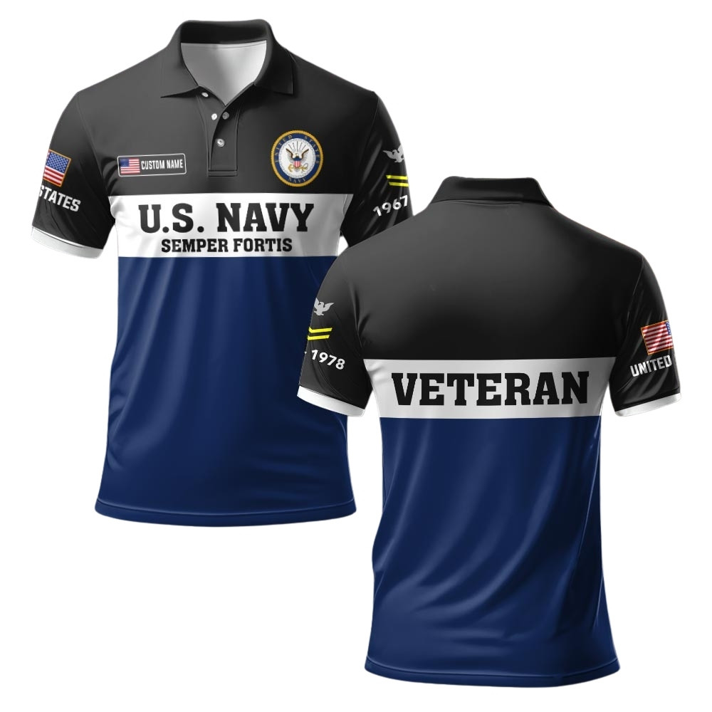 Premium Custom US Navy Polo Shirt VPVC219502, Gifts For Navy Veteran, Gifts For Veterans Day