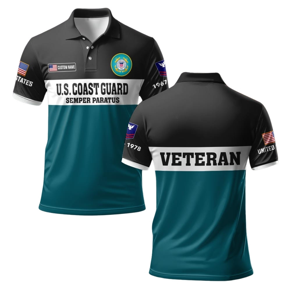 Premium Custom USCG Polo Shirt VPVC219505, Gifts For Coast Guard Veteran, Gifts For Veterans Day
