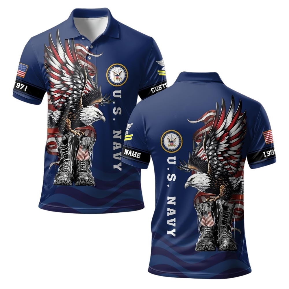 Premium Custom US Navy Polo Shirt VPVC219507, Gifts For Navy Veteran, Gifts For Veterans Day