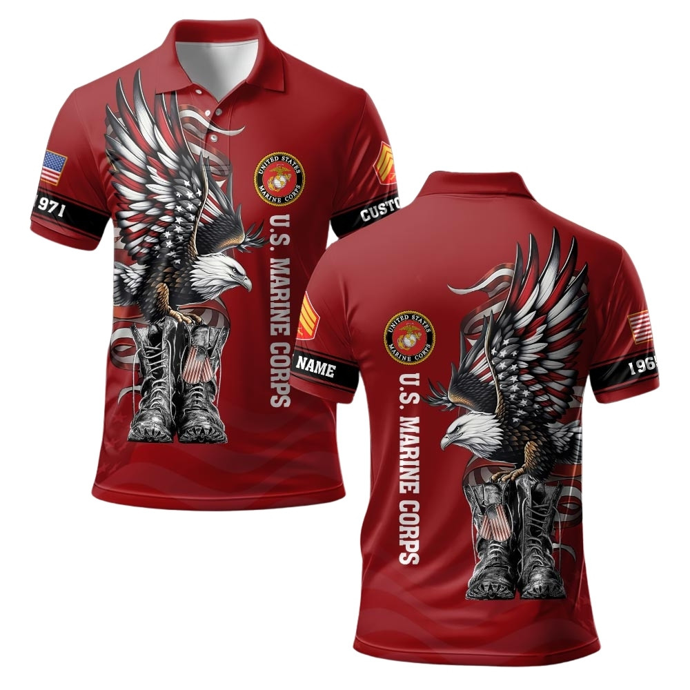 Premium Custom USMC Polo Shirt VPVC219508, Gifts For Marine Veteran, Gifts For Veterans Day