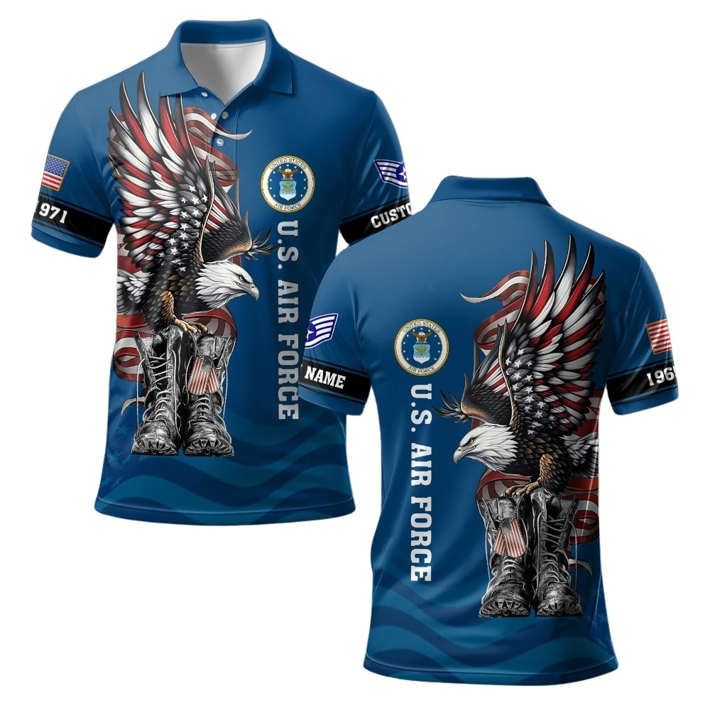 Premium Custom USAF Polo Shirt VPVC219509, Gifts For Air Force Veteran, Gifts For Veterans Day