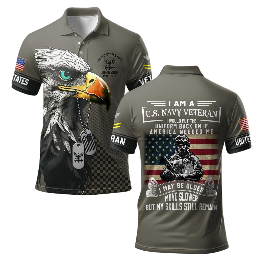 Premium Custom US Navy Polo Shirt VPVC219512, Gifts For Navy Veteran, Gifts For Veterans Day