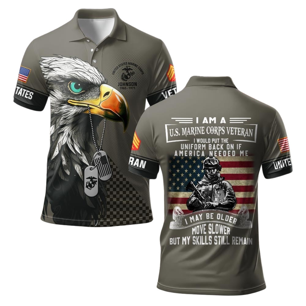 Premium Custom USMC Polo Shirt VPVC219513, Gifts For Marine Veteran, Gifts For Veterans Day