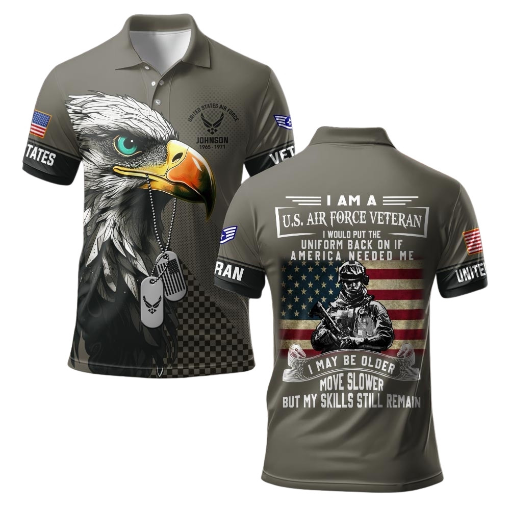 Premium Custom USAF Polo Shirt VPVC219514, Gifts For Air Force Veteran, Gifts For Veterans Day