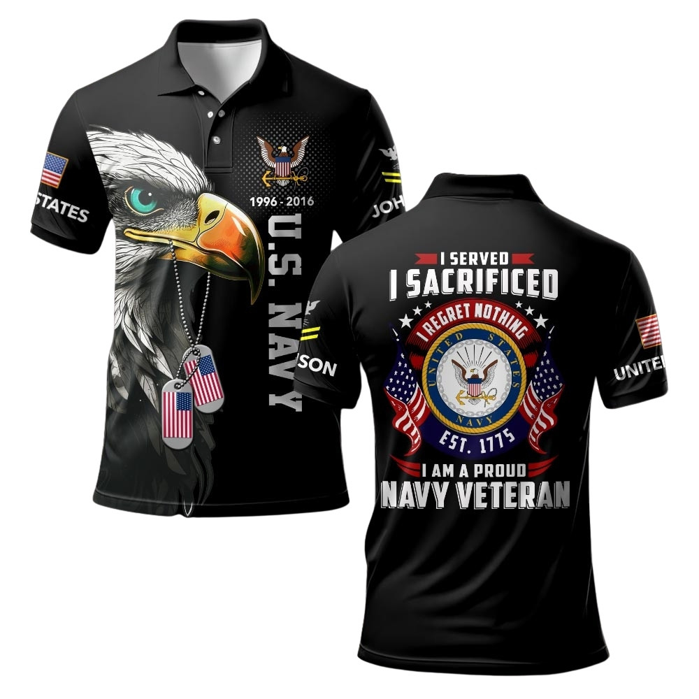 Premium Custom US Navy Polo Shirt VPVC219517, Gifts For Navy Veteran, Gifts For Veterans Day