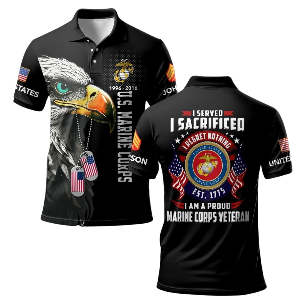 Premium Custom USMC Polo Shirt VPVC219518, Gifts For Marine Veteran, Gifts For Veterans Day