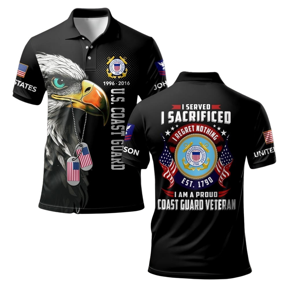 Premium Custom USCG Polo Shirt VPVC219520, Gifts For Coast Guard Veteran, Gifts For Veterans Day