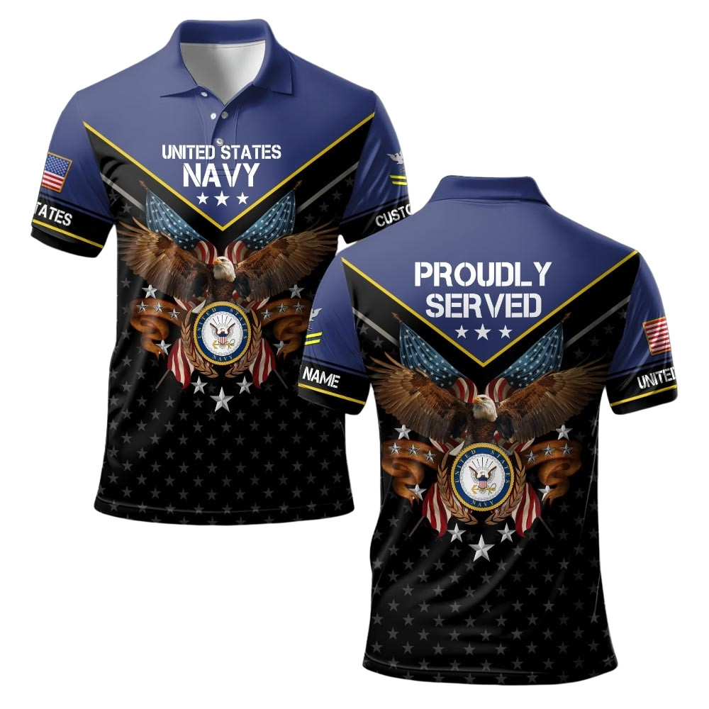Premium Custom US Navy Polo Shirt VPVC219522, Gifts For Navy Veteran, Gifts For Veterans Day