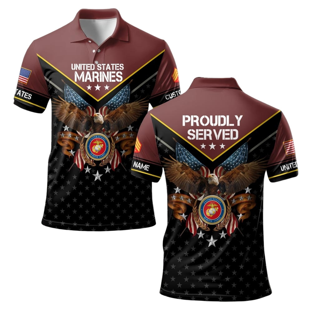 Premium Custom USMC Polo Shirt VPVC219523, Gifts For Marine Veteran, Gifts For Veterans Day