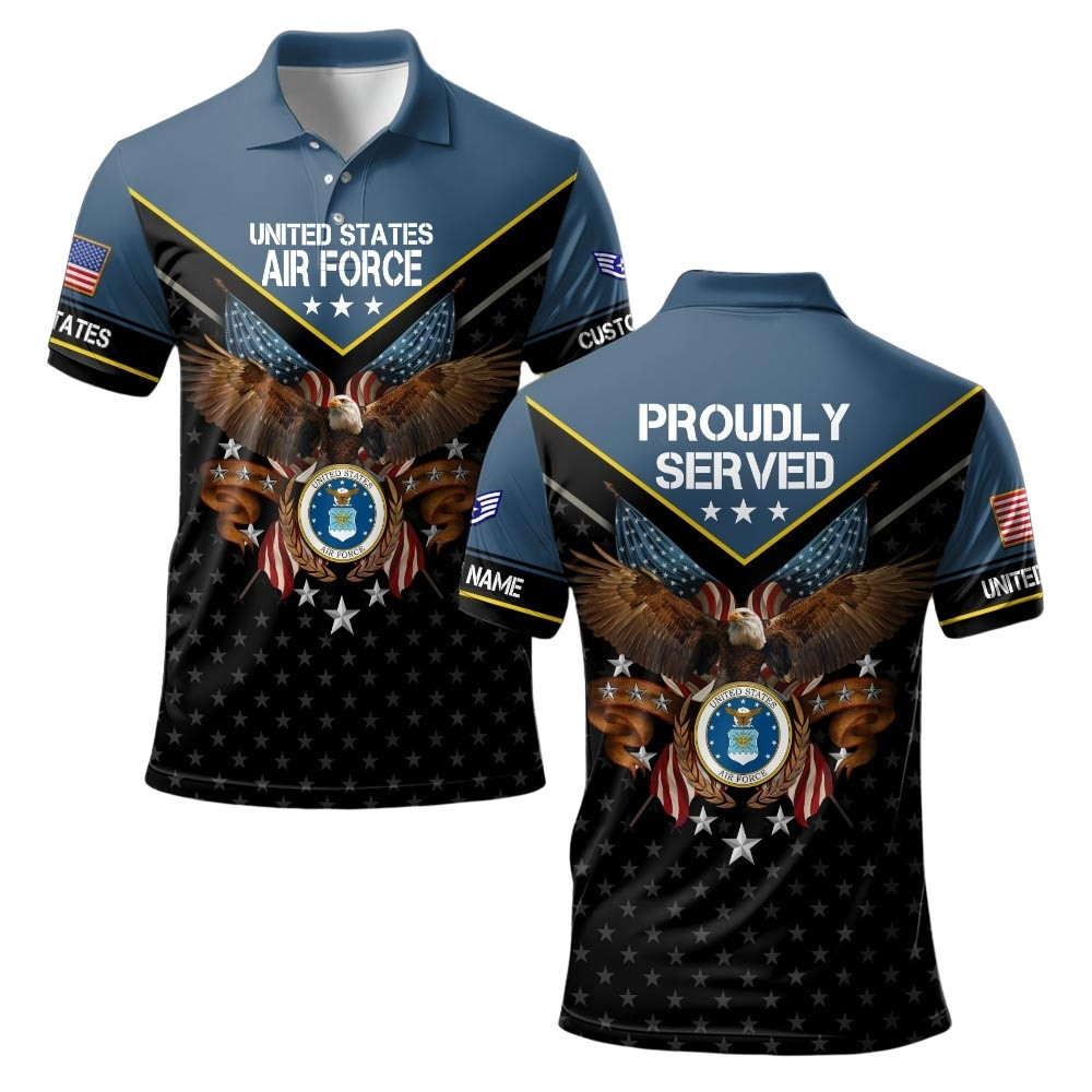 Premium Custom USAF Polo Shirt VPVC219524, Gifts For Air Force Veteran, Gifts For Veterans Day