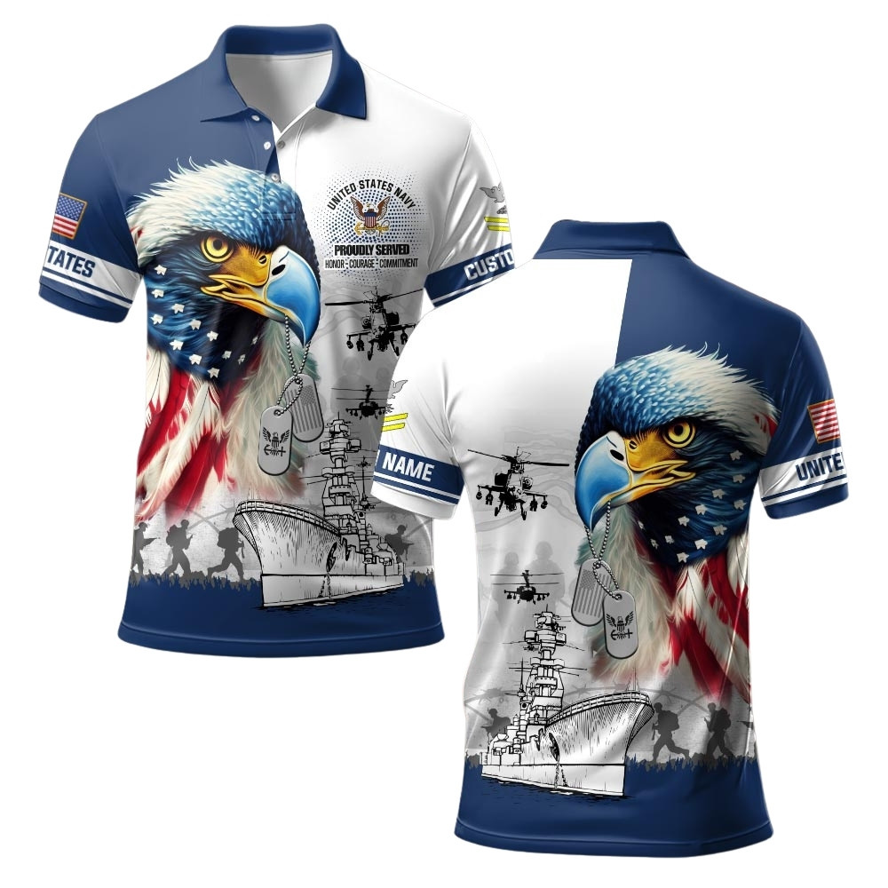 Premium Custom US Navy Polo Shirt VPVC219527, Gifts For Navy Veteran, Gifts For Veterans Day