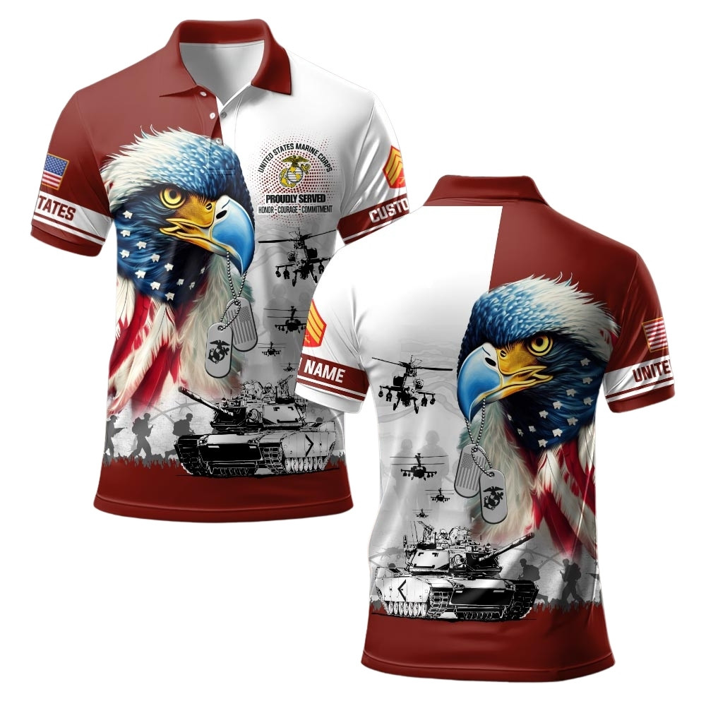 Premium Custom USMC Polo Shirt VPVC219528, Gifts For Marine Veteran, Gifts For Veterans Day