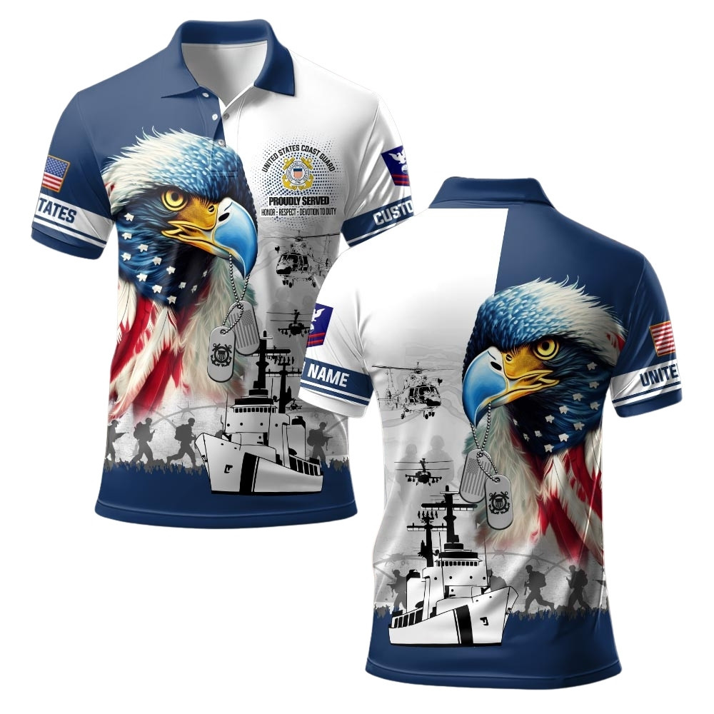 Premium Custom USCG Polo Shirt VPVC219530, Gifts For Coast Guard Veteran, Gifts For Veterans Day