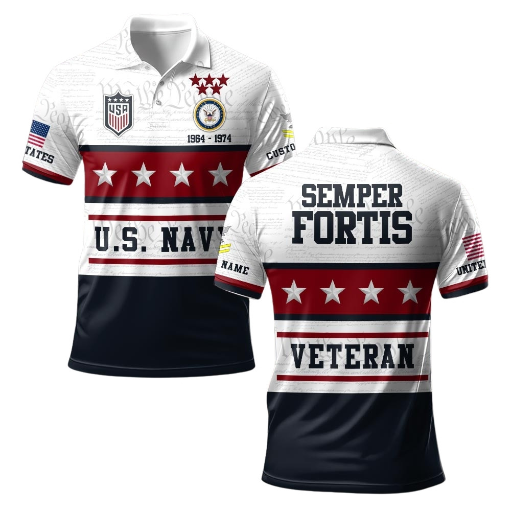 Premium Custom US Navy Polo Shirt VPVC219532, Gifts For Navy Veteran, Gifts For Veterans Day