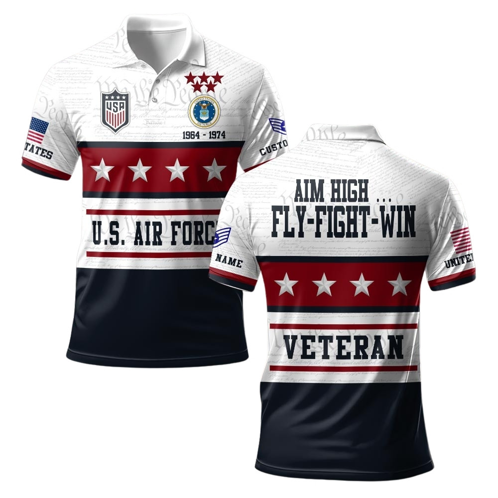 Premium Custom USAF Polo Shirt VPVC219534, Gifts For Air Force Veteran, Gifts For Veterans Day