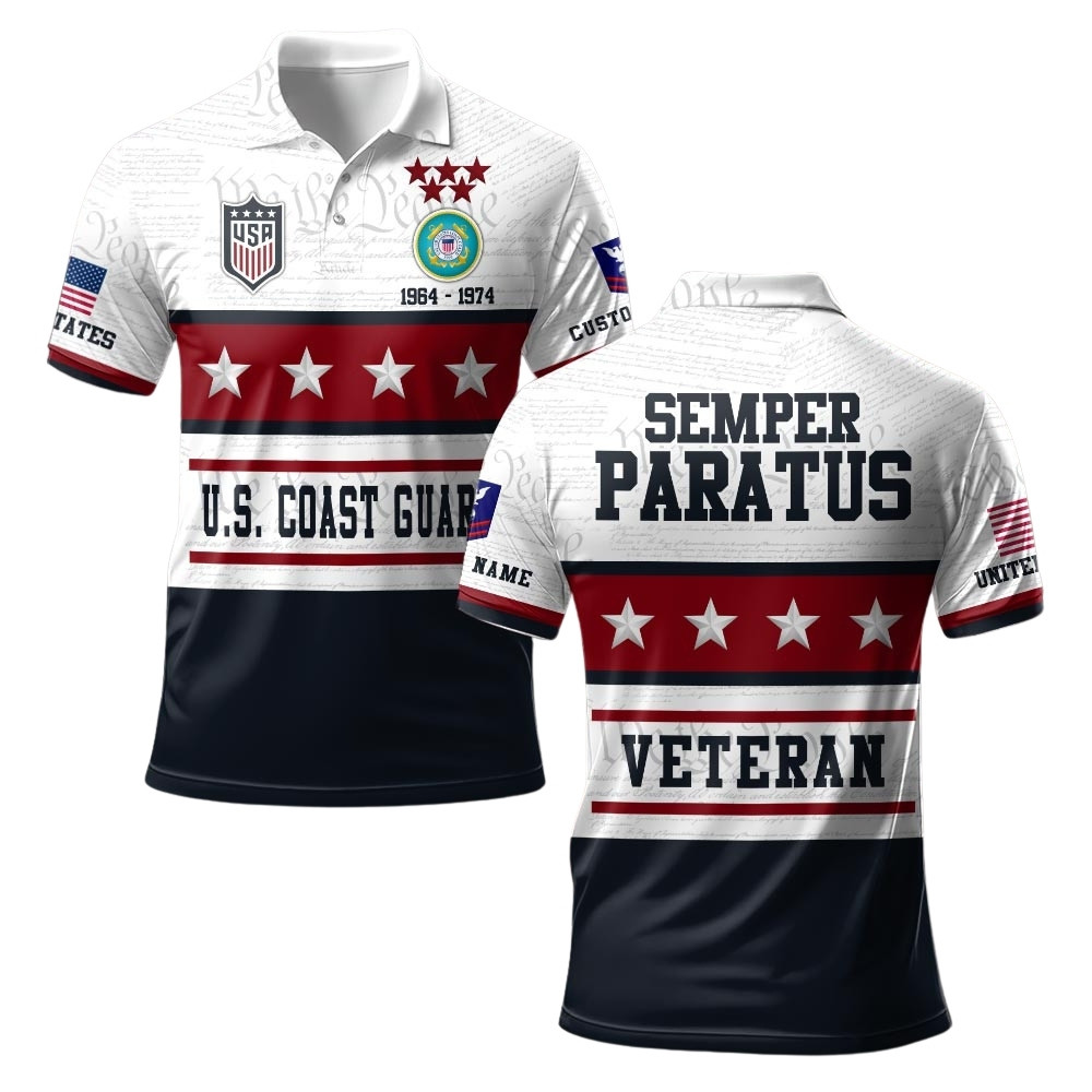 Premium Custom USCG Polo Shirt VPVC219535, Gifts For Coast Guard Veteran, Gifts For Veterans Day